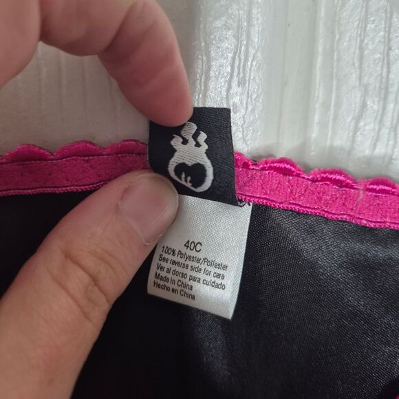 Vintage 90s Y2K Goth Punk Black and Pink Women's Corset Top Size 40C - Picture 3 of 3